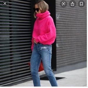 Zara Neon Pink Oversize Turleneck Sweater